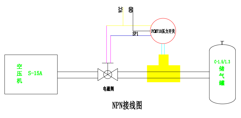 智能壓力開關NPN接線圖